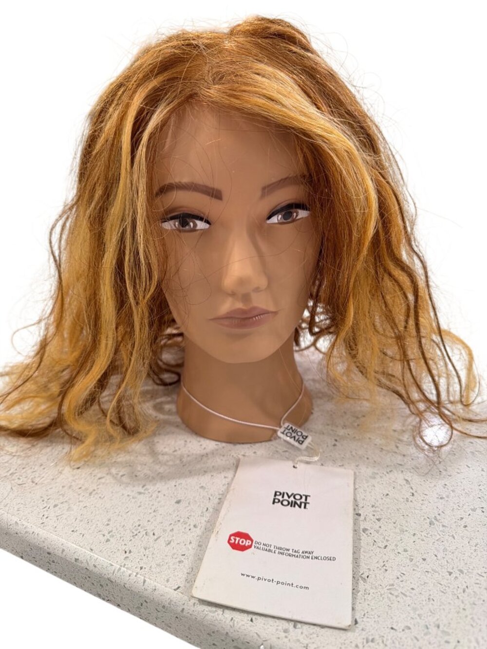 Pivot Point Ellie Mannequin Head Wavy Hair Training Brown & Blonde Highlights